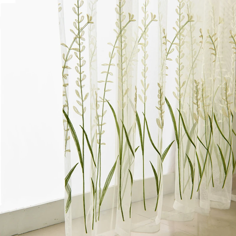 

Rustic Rice Spike Curtains for the kitchen Embroidered Sheer Curtains for Kids Bedroom Window Gauze Yarn Curtain for Living Room