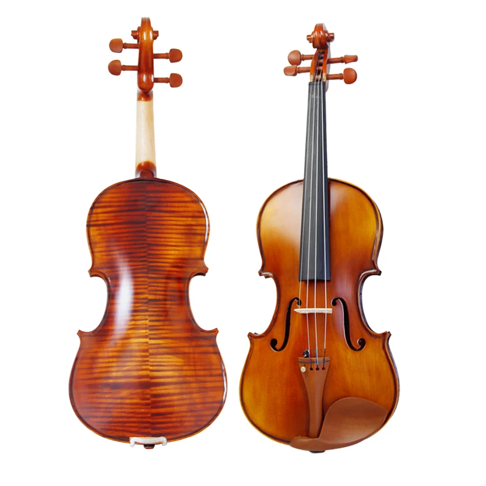 Tiger Grain Solid Wood 1/4 1/2 3/4 4/4 Acoustic Violin with Spruce