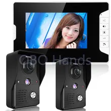 7 ”Color de Vídeo teléfono de la puerta Sistema de Intercomunicación Del Timbre Kit IR Cámara Portero Automático Monitor de Altavoz de Intercomunicación 1 Pantalla + 2 cámara