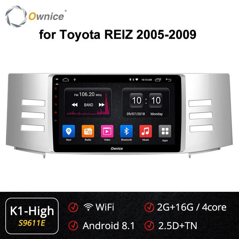 Ownice автомобильный DVD gps Android 9,0 Восьмиядерный k3 k5 k6 для Toyota eiz Mark X 2005 2006 2007 2008 2009 Автомобильный Радио плеер 4G LTE DSP - Цвет: S9611 K1-High