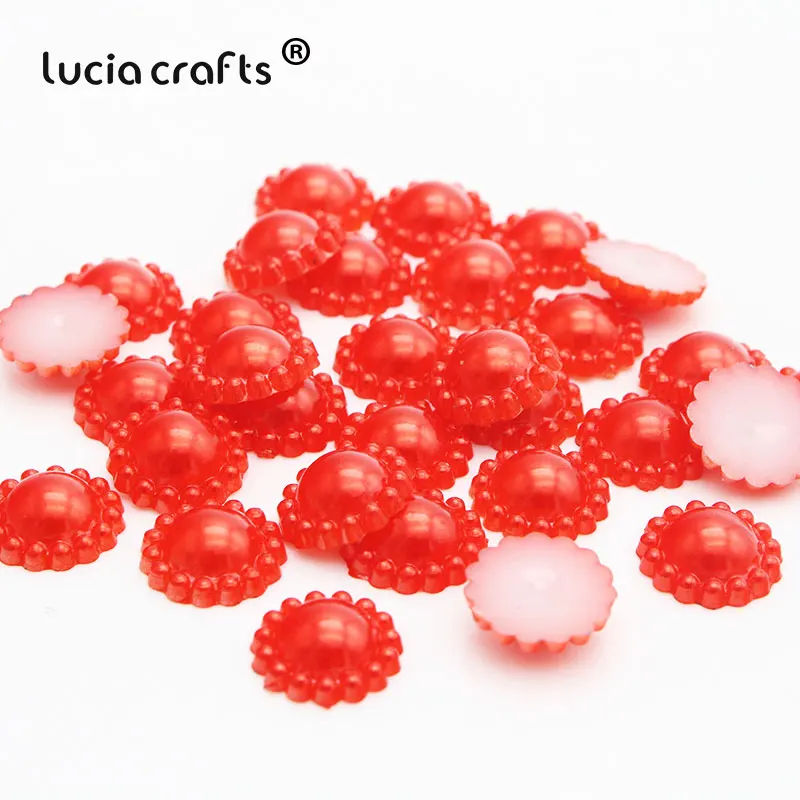 Lucia Crafts 50/100 шт цветок имитация жемчуга Flatback для скрапбукинга декор Сделай Сам