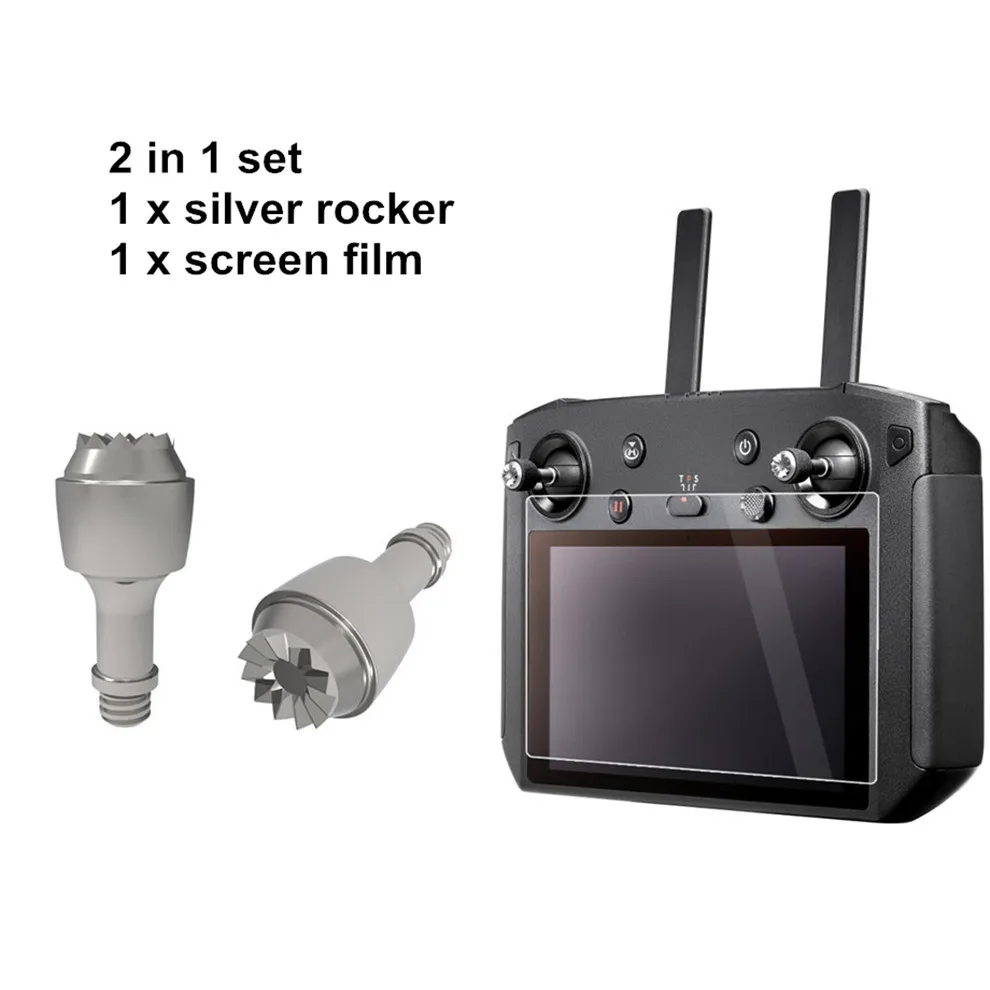4-в-1 комплект для смарт-Управление; металлический джойстики защитный Экран пленка для ручка переключателя под большой палец для DJI Mavic Pro/Air 2/Pro& Zoom Управление - Цвет: Silv Rocker and Film