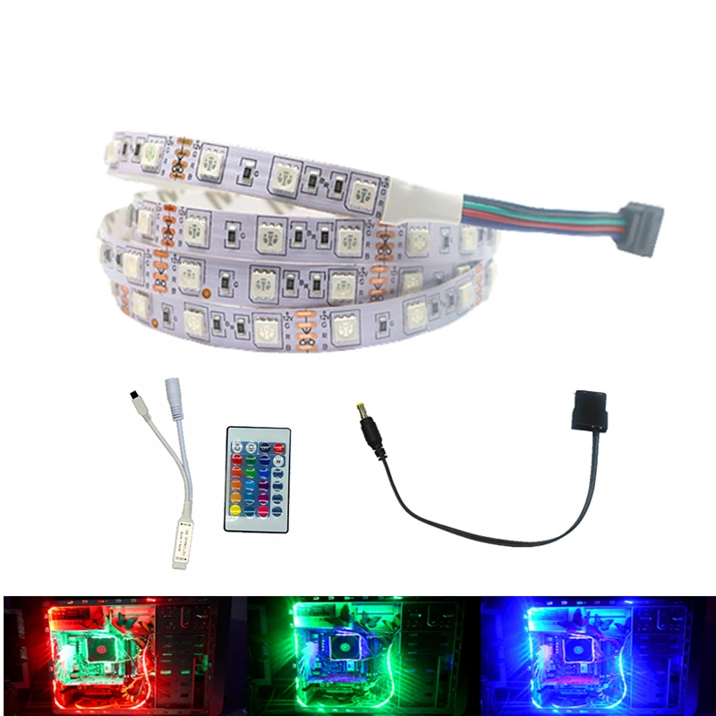 Светодиодная лента Blacklight 5050 12V Водонепроницаемая RGB лампа с ИК пультом