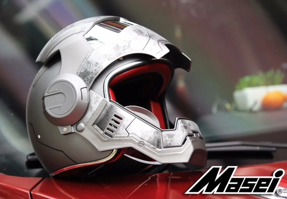 Masei 610 Star Machine DOT Helmet - Open Face Ironman Star Wars Grey Warrior Matt L - Iron Man and Atomic Man Motorcycle Helmets image 3