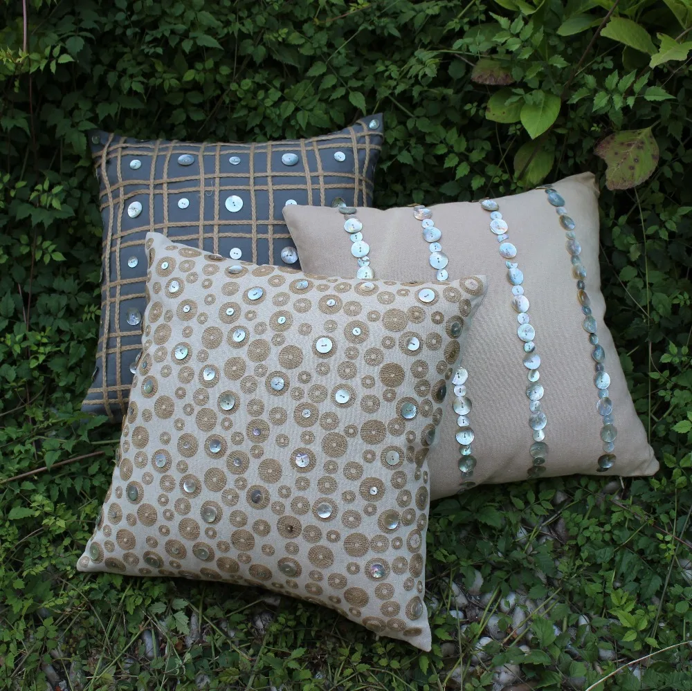 Aliexpress.com : Buy VEZO HOME 2pcs/lot seashell button handmade linen sofa decorative cushions ...
