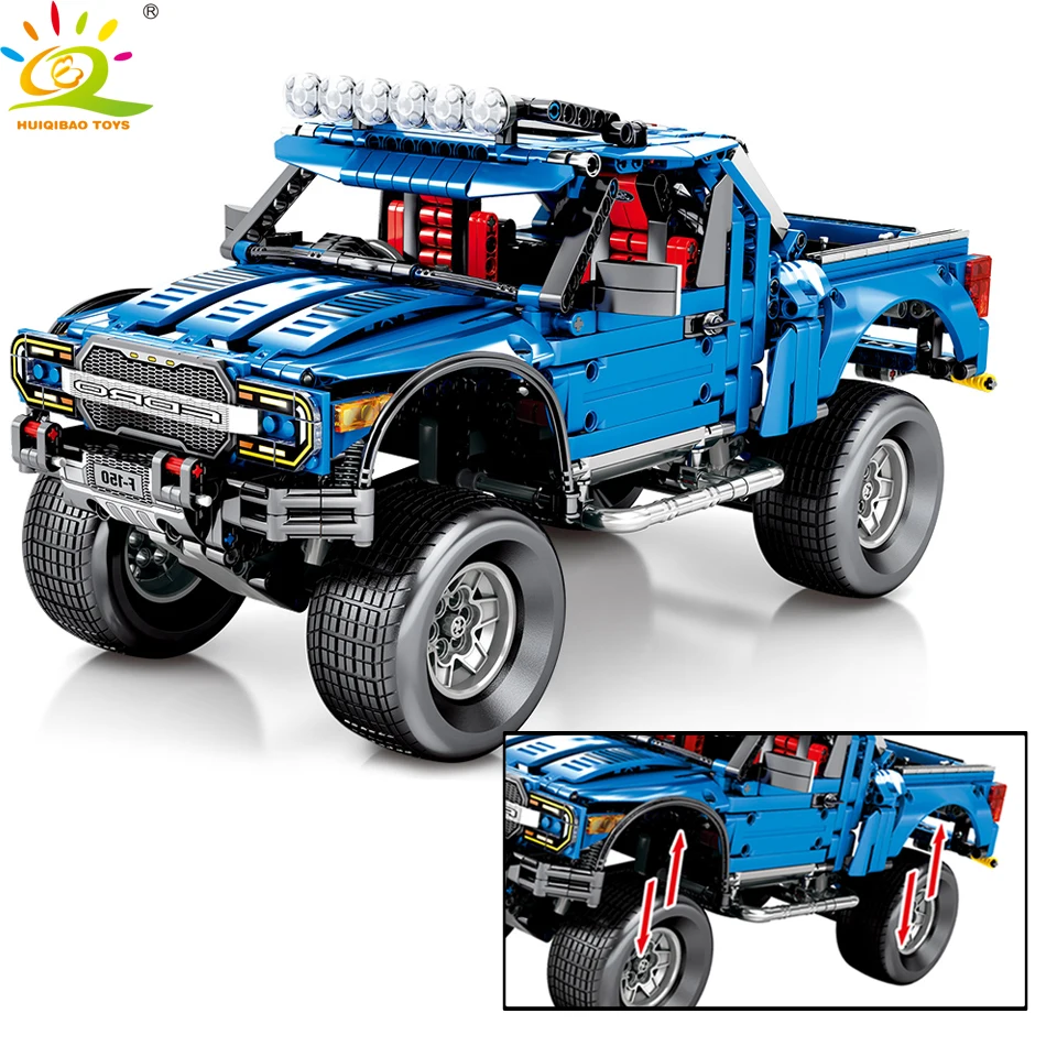 

HUIQIBAO TOYS 1288pcs Pullback Off-road Vehicle Building Blocks For Children Legoingly City Technic speed truck Racing car Brick