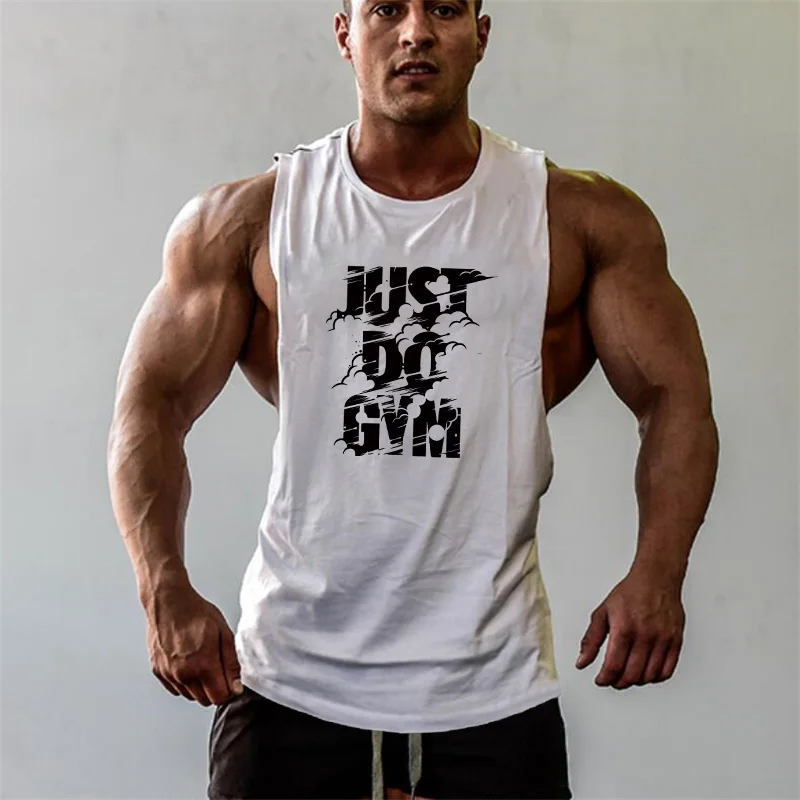 

2019 Cotton Summer men gyms clothing Tank Tops Sportswear Singlets Sleeveless fitness men vest Bodybuilding shirt Big Size