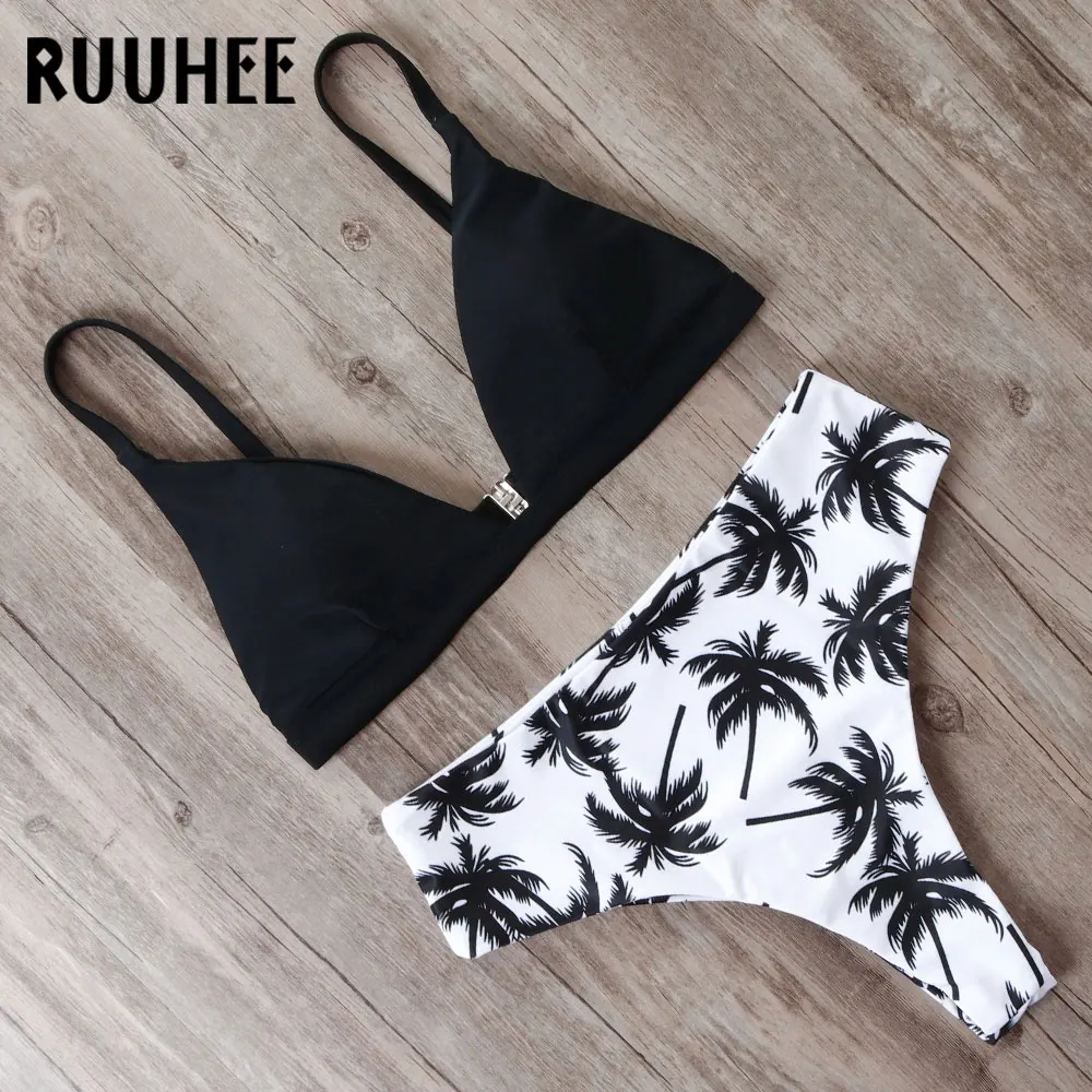 Günstig RUUHEE Bikini 2019 Bademode Frauen Badeanzug Hohe Taille Bikini Set Push Up Badeanzug Frauen Beach wear Maillot De Bain biquini