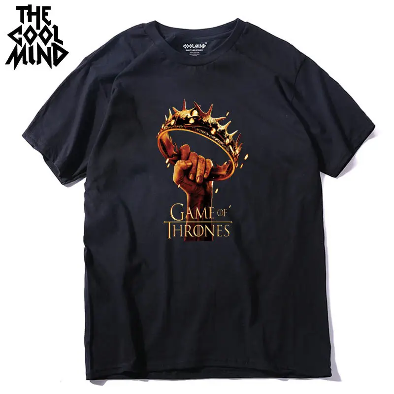 COOLMIND casual cotton game of thrones printed men T shirt short sleeve winter is coming o-neck men T shirt tee shirts GA0129A