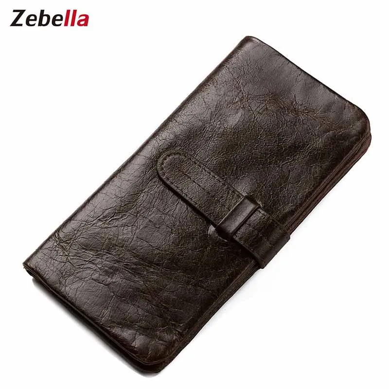 

Zebella Vintage Men's Long Wallet Brown Men Purses Genuine Leather Designer Mens Wallet Money Clip Slim Wallet