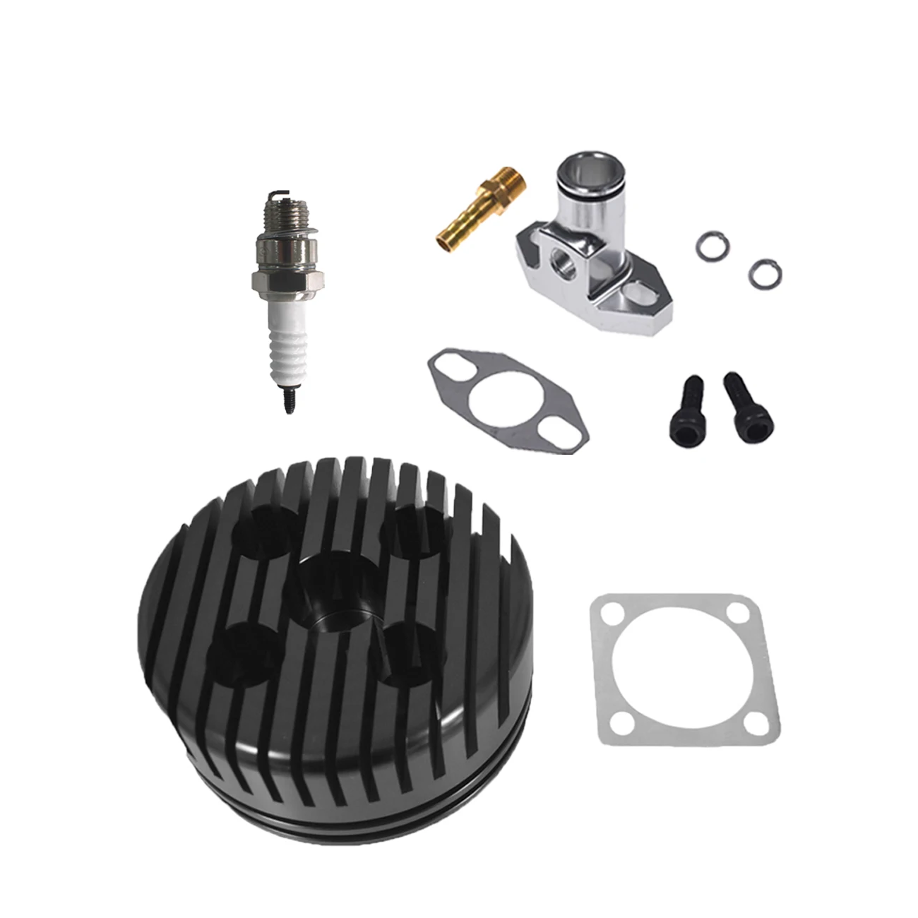 

Black CNC Cylinder Head&Silver Inlet Manifold For 80cc Engine Motorized Bicycle