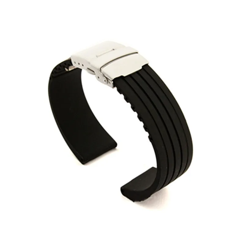 

18mm20mm22mm24mmMens Silicone Rubber Watch Strap Band Waterproof with Deployment Clasp + Spring Bar + Tool