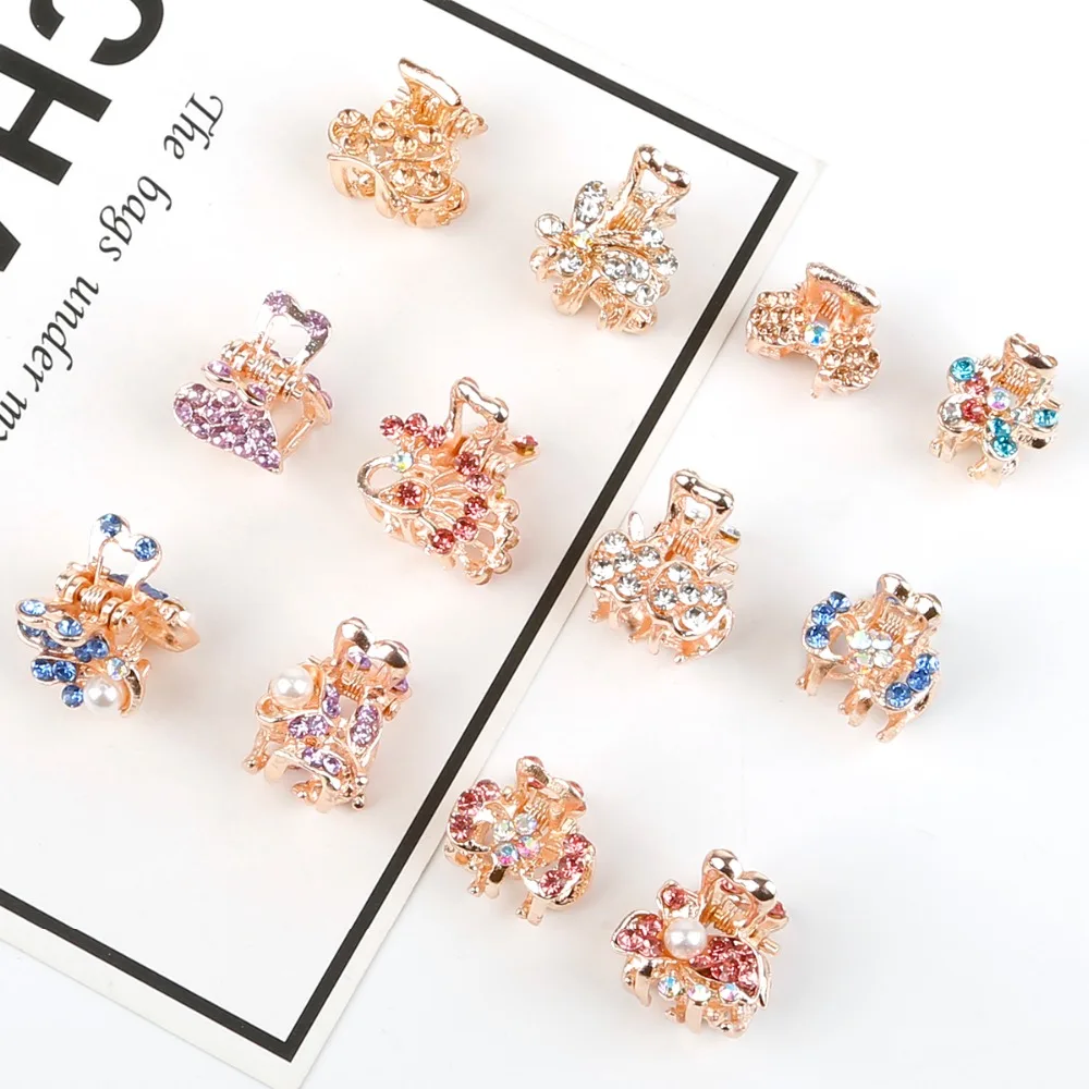 

1pc Crystal Rhinestone Flower Hair Claw Hairpins Hair Accessories Ornaments Hair Clips Hairgrip for Kids Girl Crab Fahion Gift