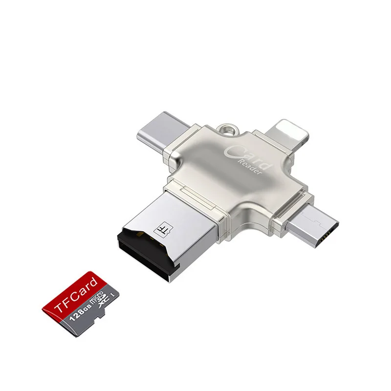 Совместимость Micro SD TF чтения карт памяти Lightning Тип-C Micro USB Combo чтения для IOS Android телефон Tablet компьютерные ноутбуки