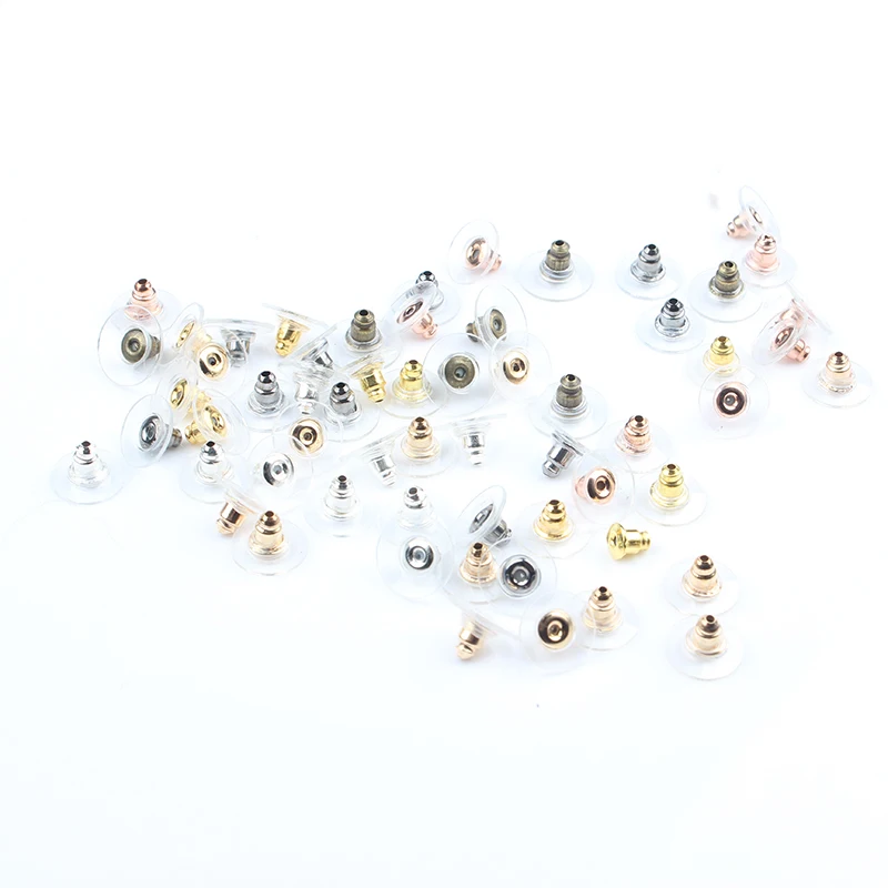 

LanLi 200/pcs gold and silver color silicon color matching ear nails, ear plug, ear nut, jewelry, accessories and so on