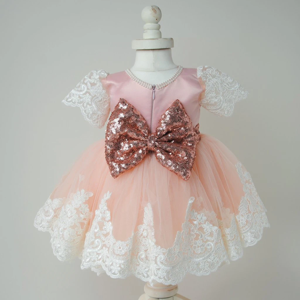 Pudcoco одежда для малышей Платье с цветочным рисунком для девочек кружева одежда для свадьбы, дня рождения с пайетками и бантом Тюль Формальные Летнее платье принцессы От 0 до 7 лет