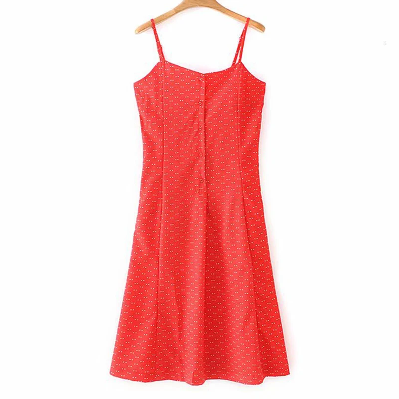 Women's Clothing Dress 2019 Polyester Dot Print Sling Dress Ms Summer Sexy Slim Fit Stylish Temperament Clothing