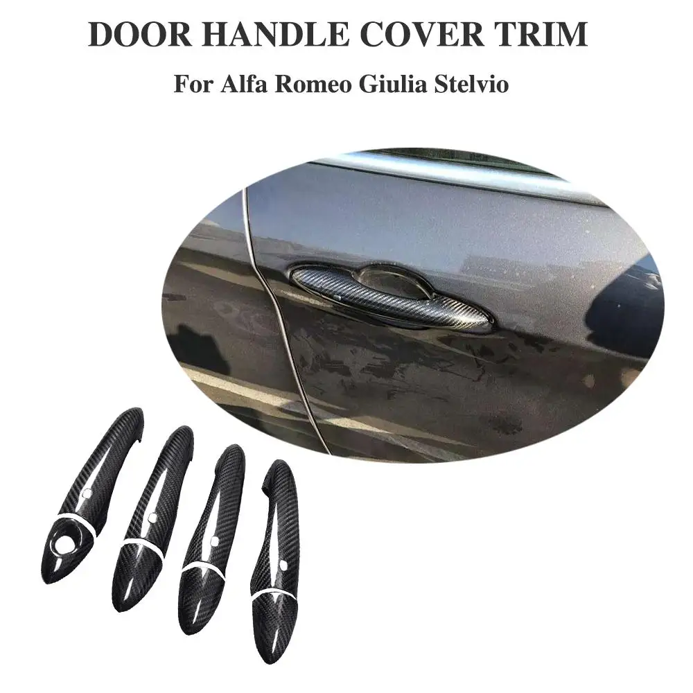 

Auto Door Handle Cover Trim For Alfa Romeo Giulia Stelvio Carbon Door Handle Cover For Decoration 2017 2018 2019