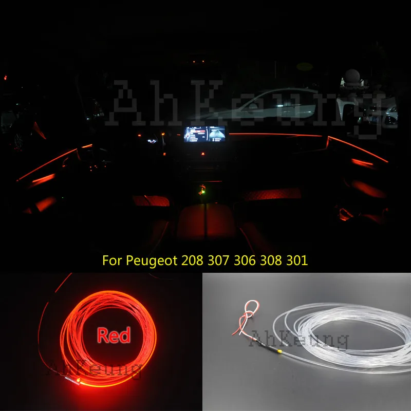 

For Peugeot 208 307 306 308 301 Car Interior Ambient Light Panel illumination For Car Inside Cool Strip Light Optic Fiber Band