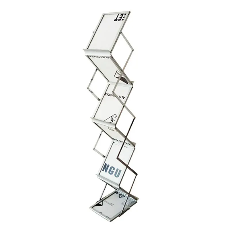 Портативная Алюминиевая стойка для выкладки брошюр книг Складная полка