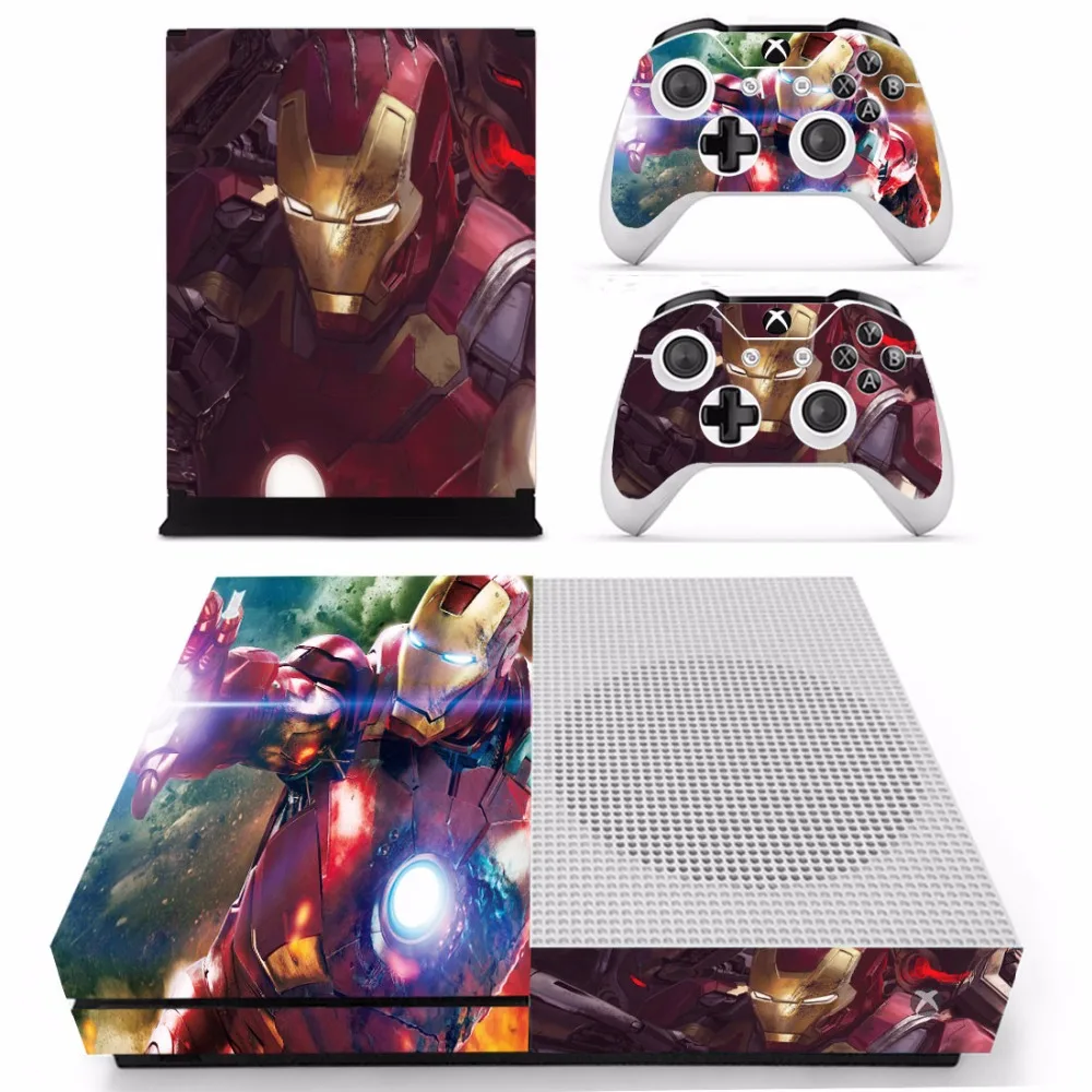 Мстители Железный человек кожи Стикеры наклейки для microsoft Xbox One S консоли и 2 контроллеров для Xbox One тонкий кожи Стикеры винил