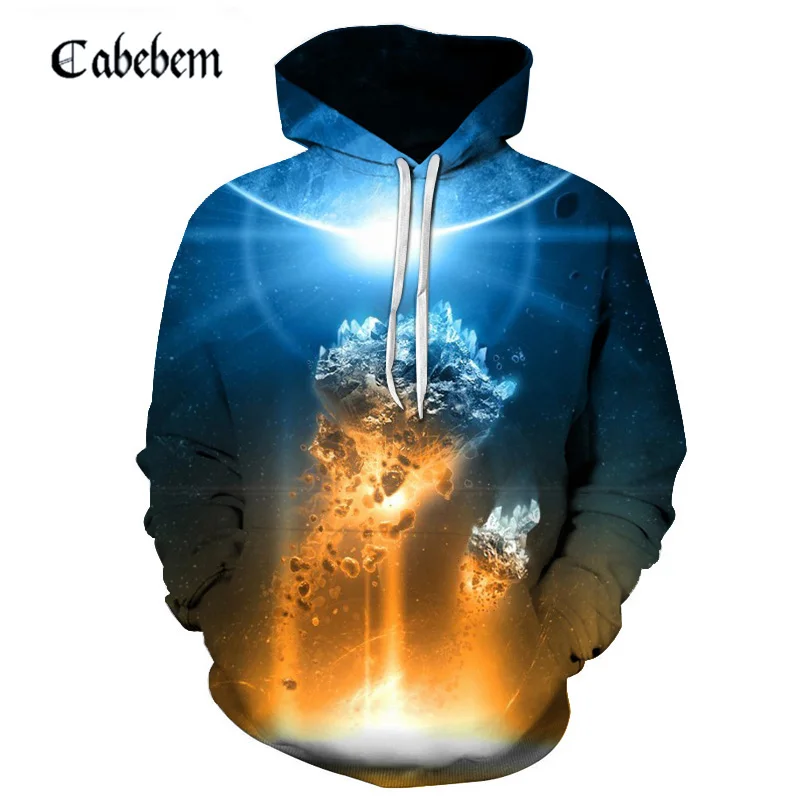 

3D printed digital printed hoodie sweatshirt 3D fluorite printed pullover fashion casual men's pullover new fall brand 2019