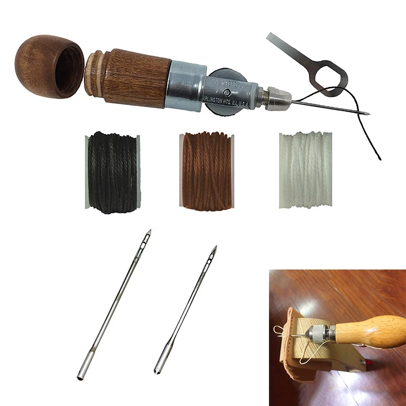 

Leathercraft Sewing Stitching Awl Tool Kit DIY Craft Leather Canvas Bag Belt Repair Lockstitch Set LBShipping