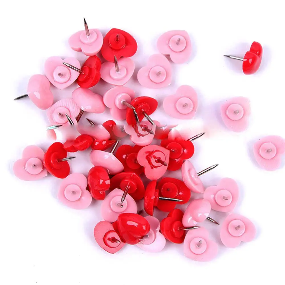50 шт. сердце Push Pins, красный доски объявлений Thumb Tacks, розовый милые настенные Tacks декоративные для пробки доска дома и офиса