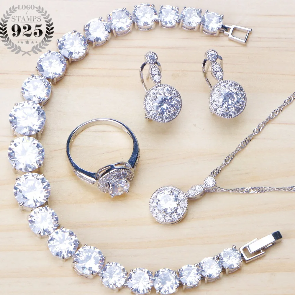 Us 14 31 48 Off White Zircon Silver 925 Costume Jewelry Sets Clips Earrings For Women Pendant Necklace Set Ring Wedding Jewellery Gifts Box In Us 14 31 48 Off White Zircon Silver 925 Costume Jewelry Sets Clips Earrings For Women Pendant Necklace Set Ring Wedding Jewellery Gifts Box In