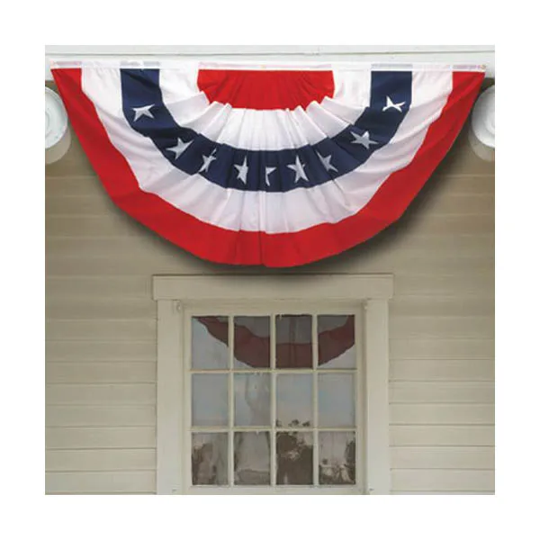 

Xiangying 1.5x3 ft printed stripes stars USA Pleated Fan bunting Half Banner flag for july 4th independence day decoration