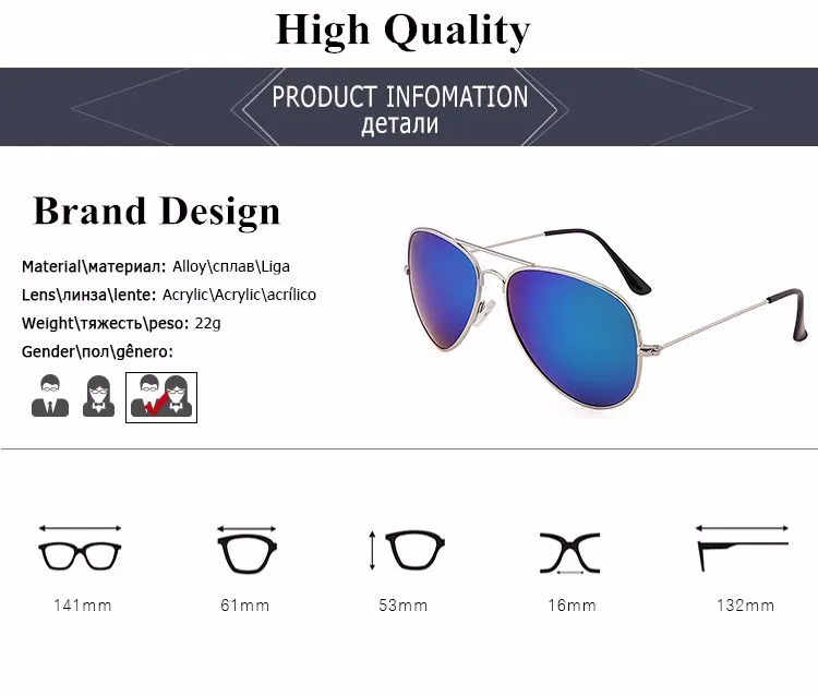 High Quality Aviator Sunglasses Men Women Brand Designer Driving Mirror Points Sun Glasses For Men Male Sunglass Glasses Female (3)