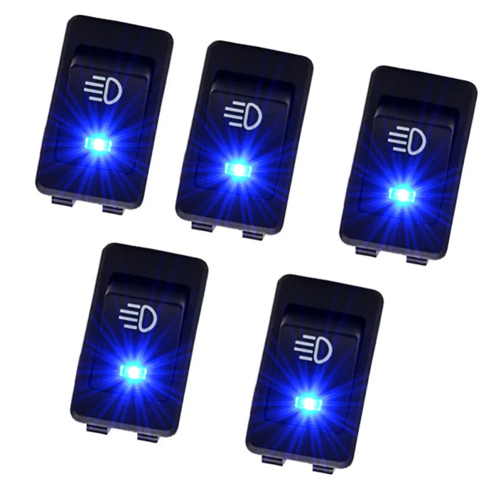 5Pcs 12V 35A Car Auto Fog Light Rocker Toggle Switch Blue LED Dashboard