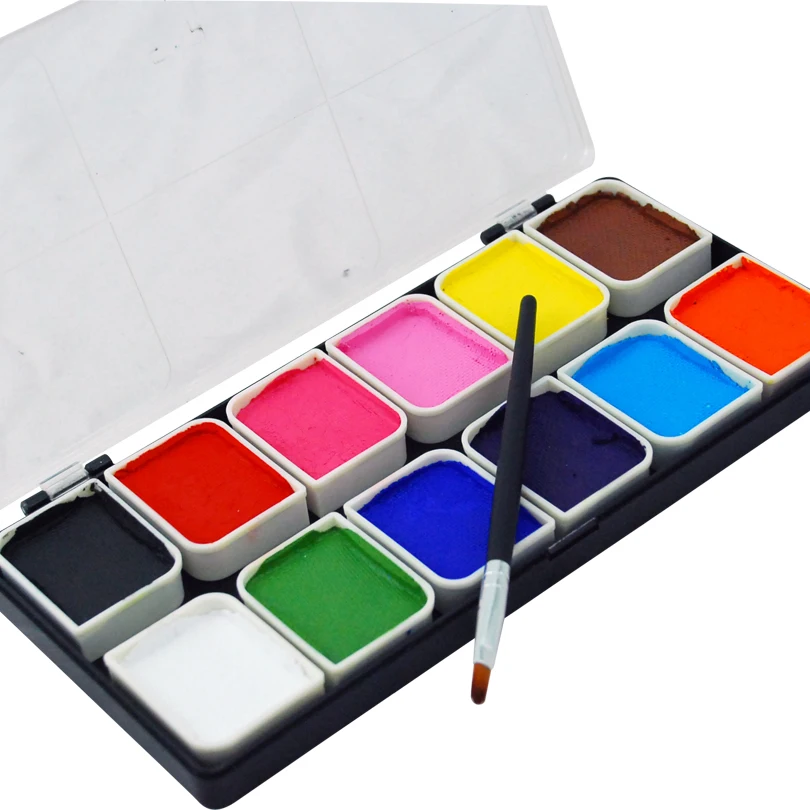 

12 Colors Face Body Paint Kits Professional 12 Color Palette FDA Approved