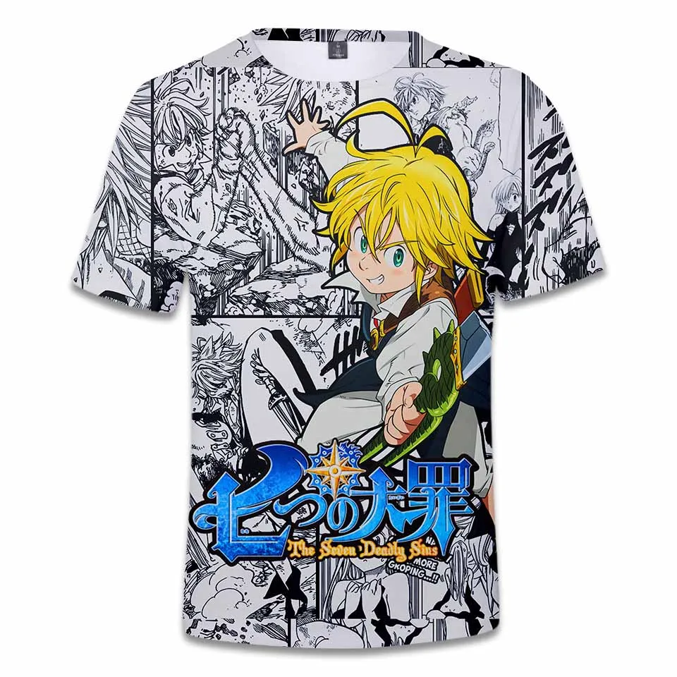 

Anime Nanatsu No Taizai T shirt the Seven Deadly Sins 3d Print Tshirts for Men Women Kid Clothes
