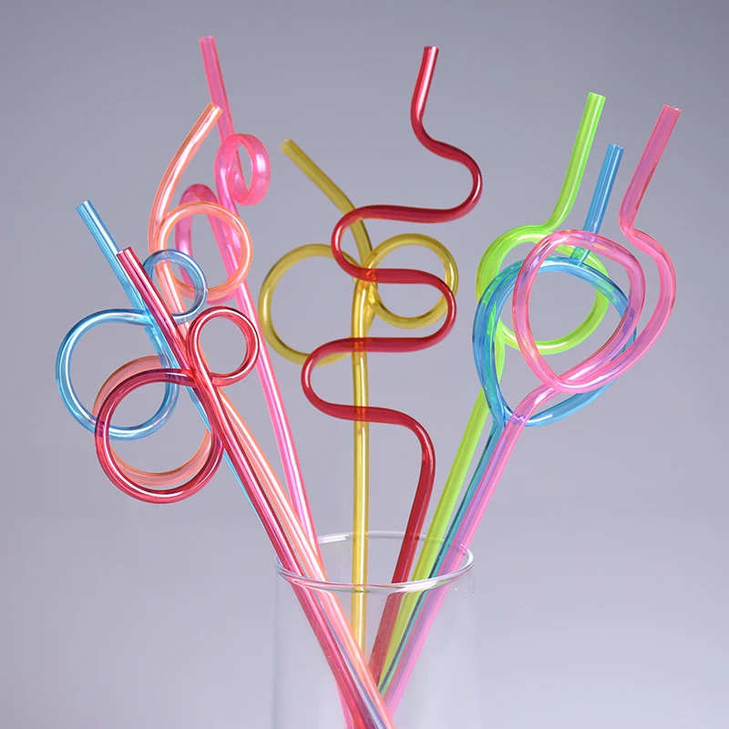 New 50pcs Colorful PVC Style Straws Summer Party Cocktail Disposable