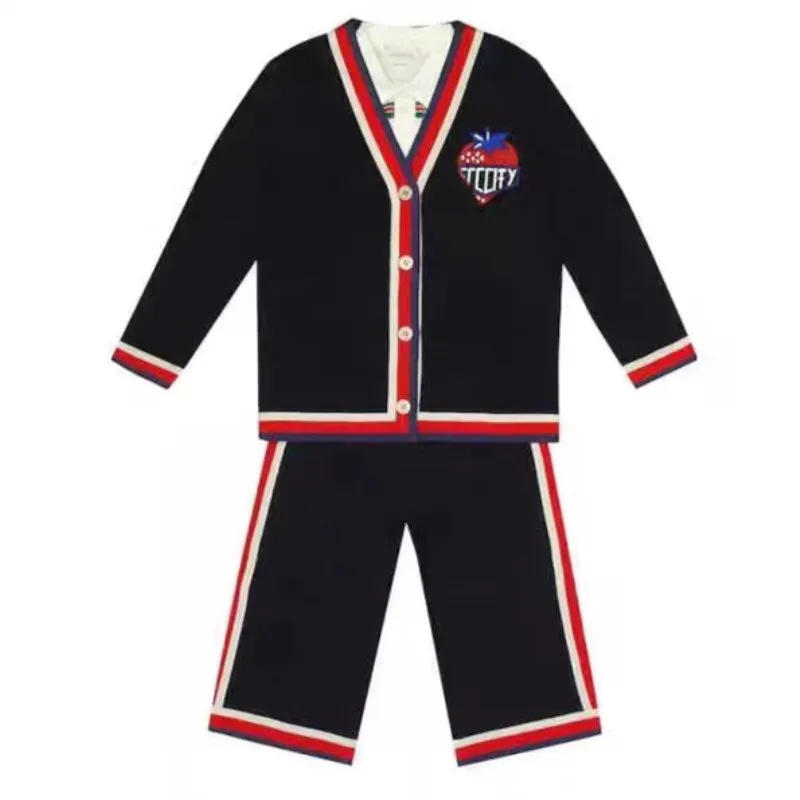 

2019 Spring&Autumn Navy Baby Girls Solid Suit Cardigan+Pants for Baby Kids Clothing Set for Girls Brands Blue Clothes Set