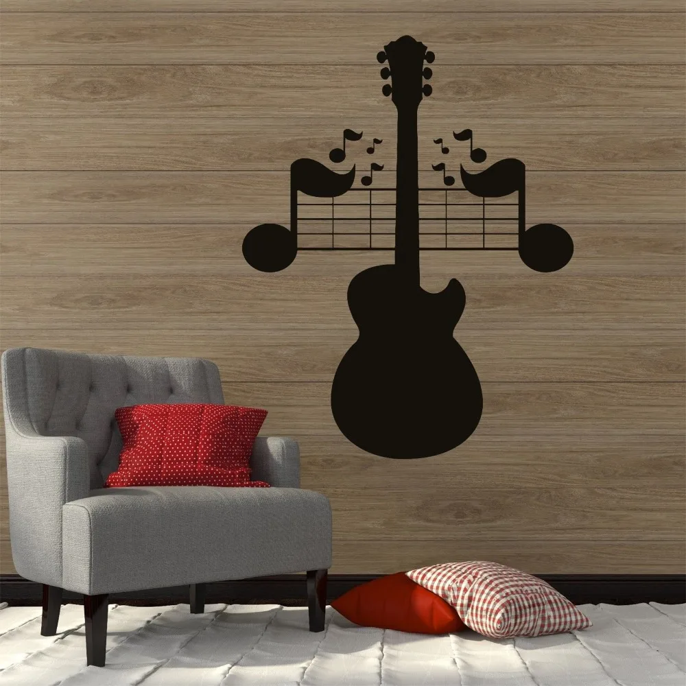 Wall Decal Sheet Music Guitar Musical Instrument Vinyl Stickersin Wall