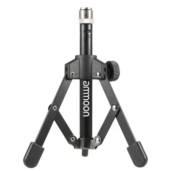 

MS-12 Mini Foldable Adjustable Desktop Tripod Microphone Stand w/ MC3 Mic Clip Holder Bracket for Meeting Lectures