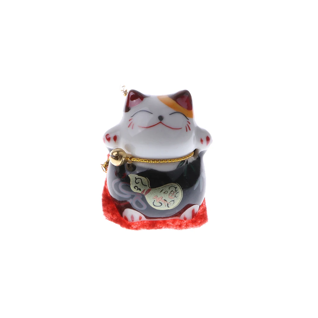 Set of 5 Ceramic Japanese Lucky Cat Fortune Kitten Figurines Cute Smiling Waving Fortune Cat Toy Home Car Decor Ornament #D