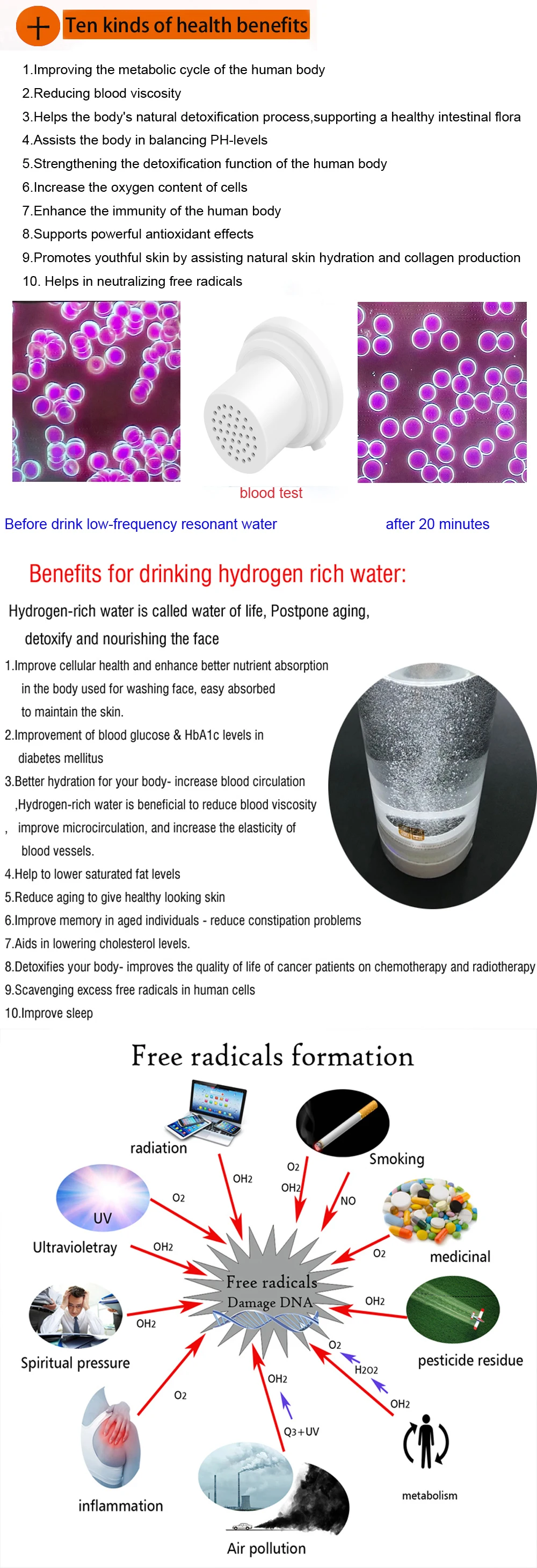 MRETOH 7,8 Гц, перезаряжаемые богатые водородный водонагреватель электролиза энергии водорода богатые стакана воды с Кислая вода полости