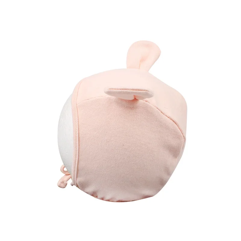 Cotton Cute Baby Girls Hat Lace Up Newborn Baby Beanie Pink White Soft Princess Girls Hat With Ears Spring Baby Girls Clothing (5)