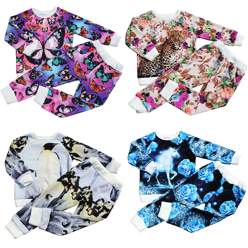 girl set Peacock Butterfly Kids Clothing baby clothing set Children's set Fashion Clothes baby Sets children clothing