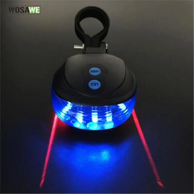 US $2.25 Bicycle Tail Light Safety Warning Cycling Bicycle Rear Lamp 5 LED Flashing 2 Laser Bike Rear Light 