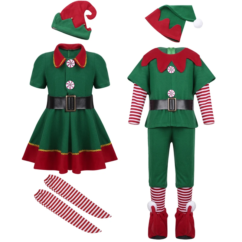 Kids Girls christmas Dress for Girls New Year Festival Santa Clause Costume Kids Fancy Dress Up 
