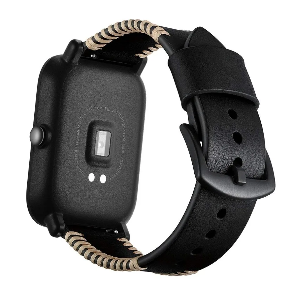 20MM Genuine Leather Replacement Watch Band Wrist Strap Bracelet for Xiaomi Huami Amazfit Bip Smart watch Small Large (1)