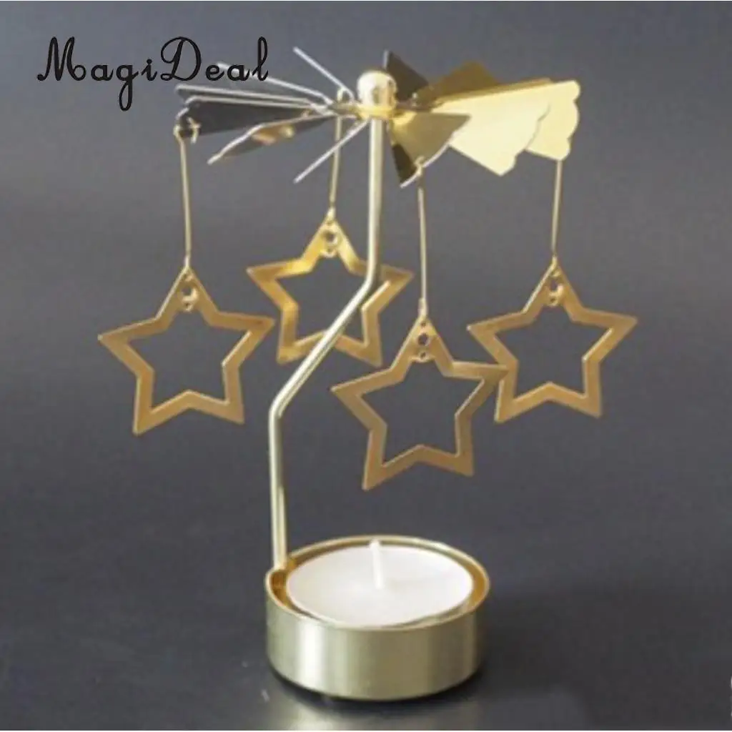 Christmas Windmill Decor Rotating Candle Tea Light Holder Candlestick Ornament- snowflakes elf star heart tree reindeer