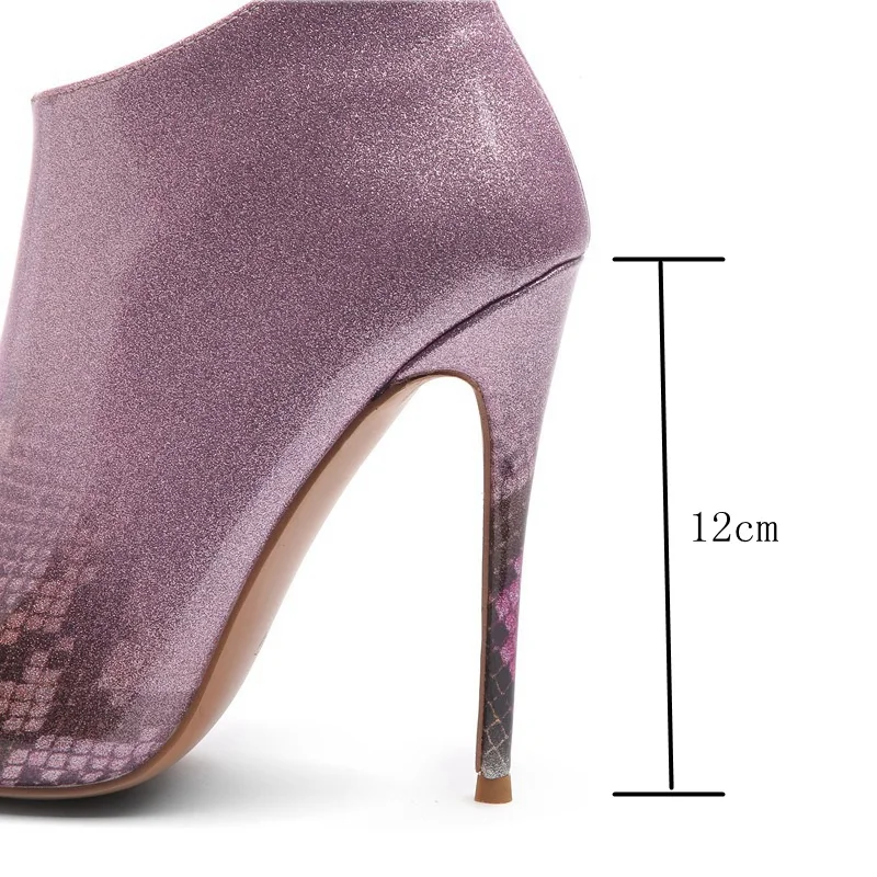 SIMLOVEYO/ г. Ботильоны на шпильке женские вечерние офисные туфли на высоком тонком каблуке 12 см обувь с острым носком на молнии, большие размеры 45, B1395