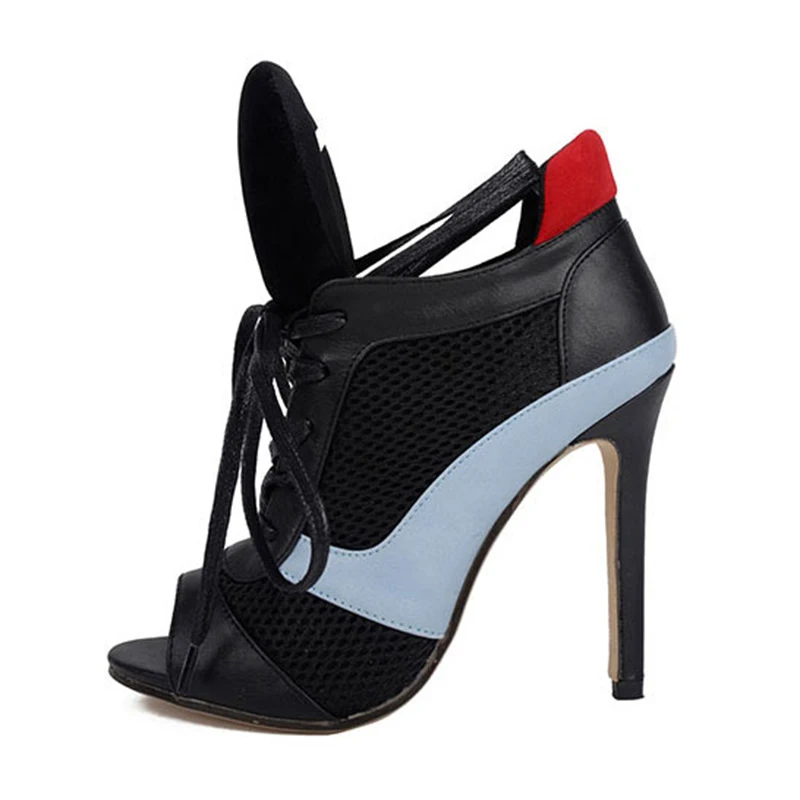 Летние босоножки женские туфли-лодочки женская обувь на высоком каблуке с открытым носком модная обувь для вечеринок на тонком каблуке 11 см с ремешком под змеиную кожу 767-9 - Цвет: Black