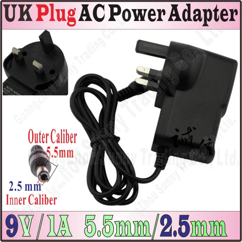 UK 9V&1A 5.5mm2.5mm