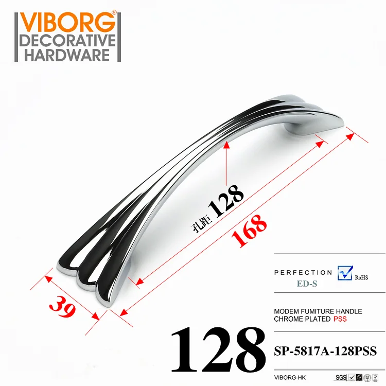 

VIBORG Top Quality 128mm Zinc Alloy Modern Kitchen Cabinet Cupboard Door Handle Drawer Pull Handles Knobs, chrome, SP-5817A
